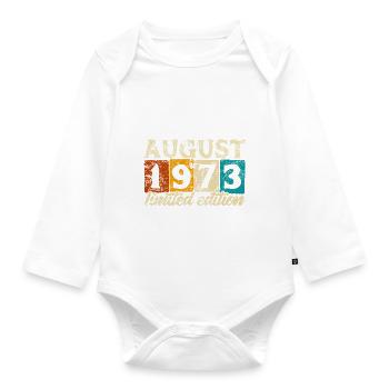 Limited Edition August 1973 Geburtstag - Geschenk - Baby Bio-Langarm-Body - Weiß - Vorne