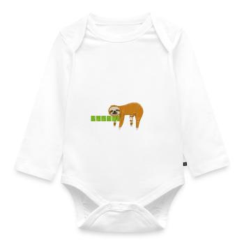 Faultier - Motivation wird geladen - bitte warten - Baby Bio-Langarm-Body - Weiß - Vorne