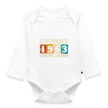 Limited Edition September 1963 Geburtstag Geschenk - Baby Bio-Langarm-Body - Weiß - Vorne