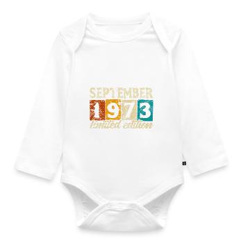Limited Edition September 1973 Geburtstag Geschenk - Baby Bio-Langarm-Body - Weiß - Vorne