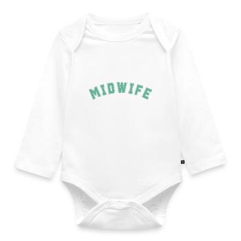 Weltbeste Hebamme / Beste Hebamme / Midwife - Baby Bio-Langarm-Body - Weiß - Vorne
