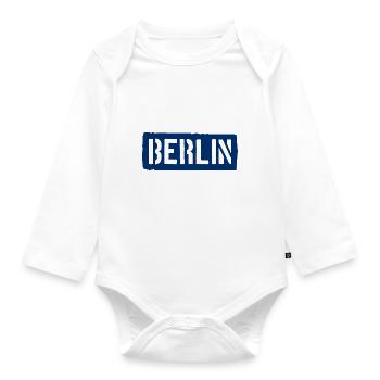 Berlin Slogan - Brandenburger Tor - Alexanderplatz - Baby Bio-Langarm-Body - Weiß - Vorne