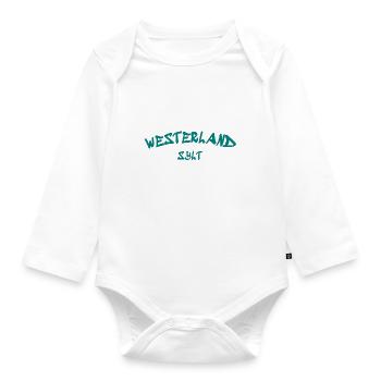 Westerland - Sylt - Nordsee - Anker - Möwe - Insel - Baby Bio-Langarm-Body - Weiß - Vorne