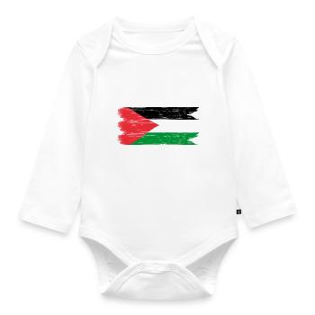 Beautiful Palestinian flag - Organic Longsleeve Baby Bodysuit - white - Front