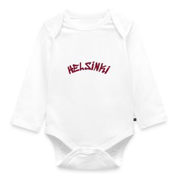 Helsinki - Finlande - Finlande - Suomi - Slogan - Body Bébé bio manches longues - blanc - Devant