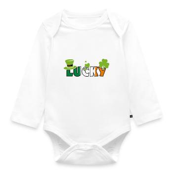 Lucky. Design to the Patrick's day - Organic Longsleeve Baby Bodysuit - white - Front