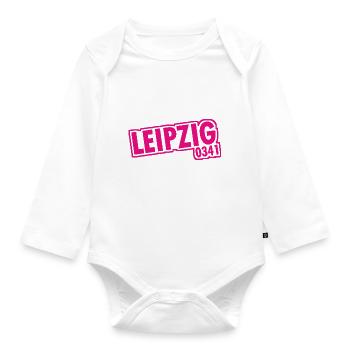 Leipzig - 0341 - Area Code - Saxony - Organic Longsleeve Baby Bodysuit - white - Front