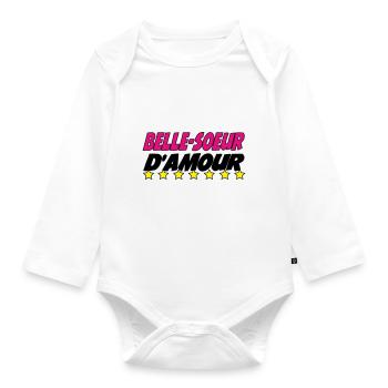Beautiful Sister of Love - Organic Longsleeve Baby Bodysuit - white - Front