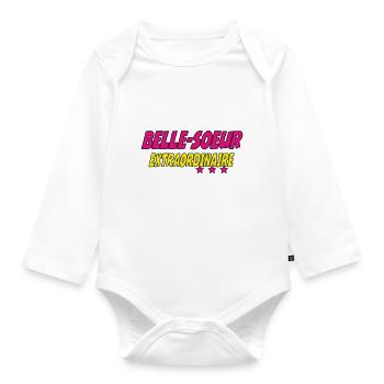 EXTRAORDINARY Sister-in-Law - Organic Longsleeve Baby Bodysuit - white - Front