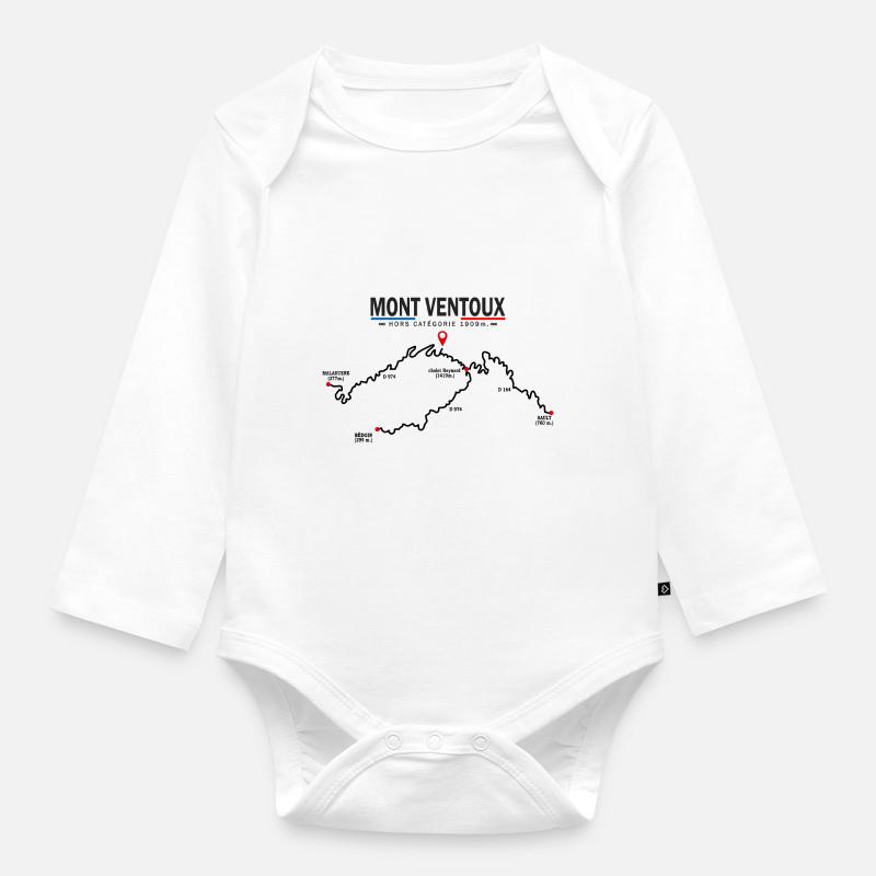 Vélo Mont Ventoux carte le Ventoux à velo - Body Bébé bio manches longues - blanc