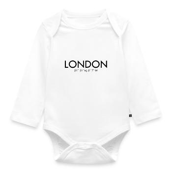 London - Coordinates - Latitude - Longitude - GB - Organic Longsleeve Baby Bodysuit - white - Front