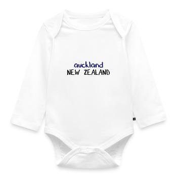 Auckland - New Zealand - Kiwi Aotearoa Neuseeland - Organic Longsleeve Baby Bodysuit - white - Front