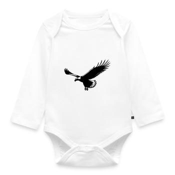 Eagle soars in the air in thermal gliding - Organic Longsleeve Baby Bodysuit - white - Front