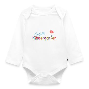 Hello Kindergarten - Organic Longsleeve Baby Bodysuit - white - Front