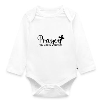 Prayer changes - Organic Longsleeve Baby Bodysuit - white - Front