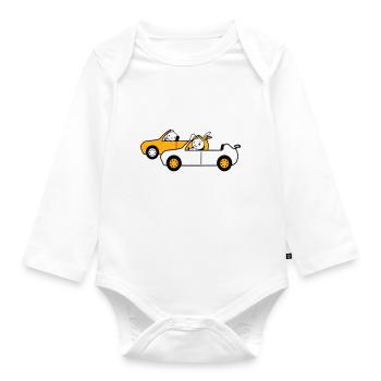 Bunny Bird Chick 2 Voiture Conduire Équipe Deux Amis - Body Bébé bio manches longues - blanc - Devant