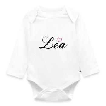 name lea - Baby Bio-Langarm-Body - Weiß - Vorne