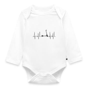 Escooter Kickboard, Trotinett Cardiogram - Organic Longsleeve Baby Bodysuit - white - Front