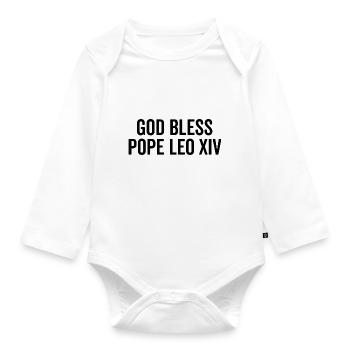 Que Dieu bénisse le pape Léon XIV - Body Bébé bio manches longues - blanc - Devant