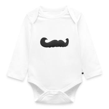 Schnurrbart - Baby Bio-Langarm-Body - Weiß - Vorne