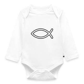 Jesus Fish Symbol - Organic Longsleeve Baby Bodysuit - white - Front
