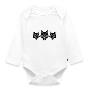 Wolf Kopf Gruppe Rudel - Baby Bio-Langarm-Body - Weiß - Vorne