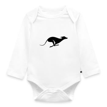 Windhund Silhouette – Sighthound, Greyhound Design - Baby Bio-Langarm-Body - Weiß - Vorne