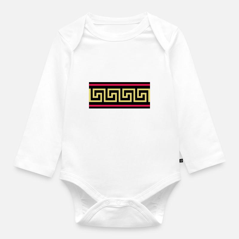 Mäander - Baby Bio-Langarm-Body - Weiß