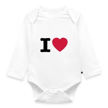 I love / I heart DELUXE - Organic Longsleeve Baby Bodysuit - white - Front
