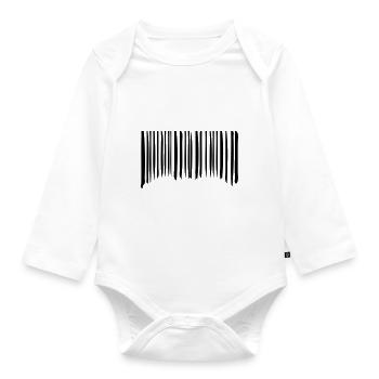 Barcode Strokes Lines Scribbled Barcode Scan - Organic Longsleeve Baby Bodysuit - white - Front
