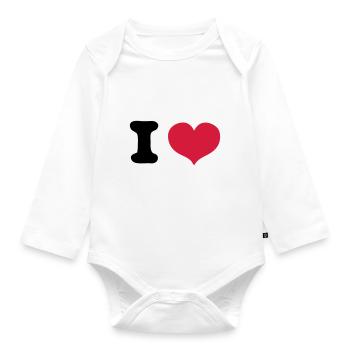 i love - Organic Longsleeve Baby Bodysuit - white - Front