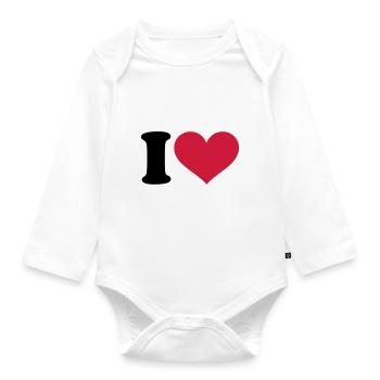 I - HEART - Organic Longsleeve Baby Bodysuit - white - Front