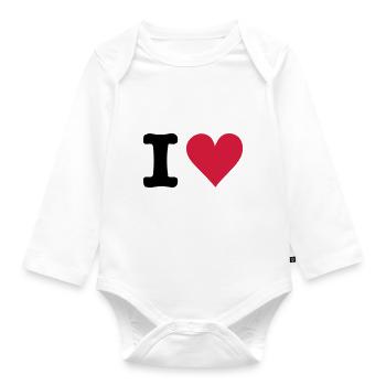 I - HEART - Organic Longsleeve Baby Bodysuit - white - Front