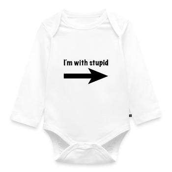 I´m with stupid - Organic Longsleeve Baby Bodysuit - white - Front