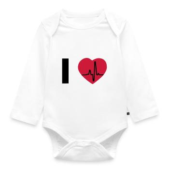 I Love - I heart - Organic Longsleeve Baby Bodysuit - white - Front