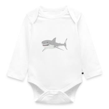 shark - Organic Longsleeve Baby Bodysuit - white - Front