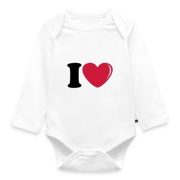 I_love - Body Bébé bio manches longues - blanc - Devant