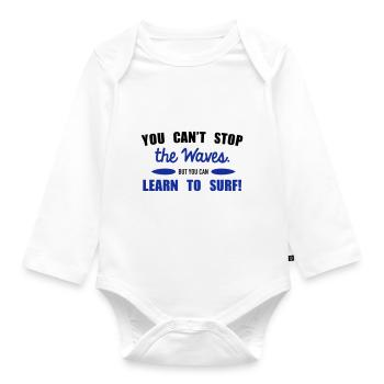Learn to surf - Organic Longsleeve Baby Bodysuit - white - Front