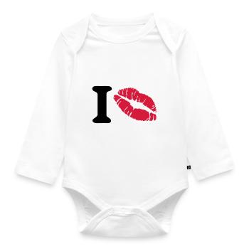 i love - Organic Longsleeve Baby Bodysuit - white - Front
