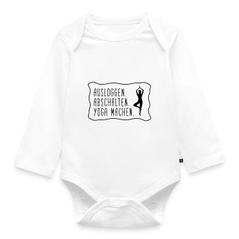Yoga: ausloggen, abschalten, yoga machen - Baby Bio-Langarm-Body - Weiß - Vorne