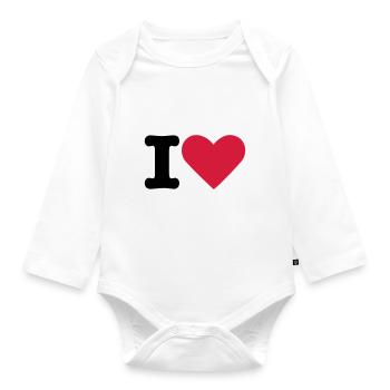 I Love - Organic Longsleeve Baby Bodysuit - white - Front