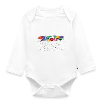 rainbow rainy day (wide) - Organic Longsleeve Baby Bodysuit - white - Front