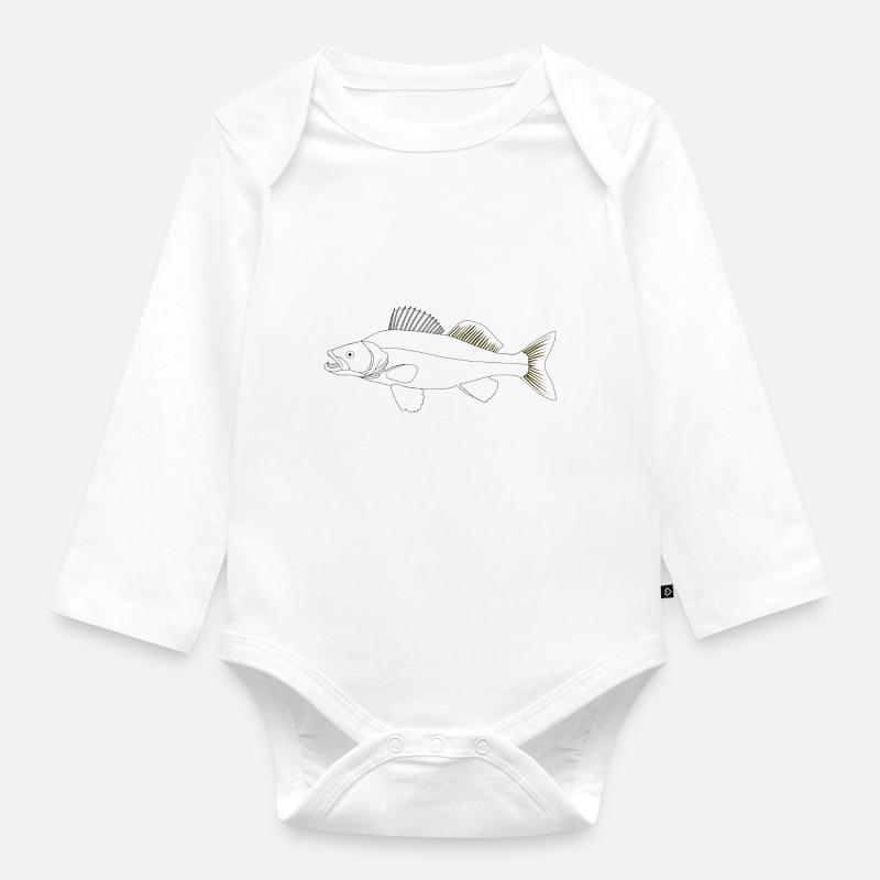 Zielfisch Zander - Baby Bio-Langarm-Body - Weiß