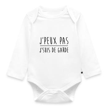 Je peux pas j'suis de garde - Body Bébé bio manches longues - blanc - Devant