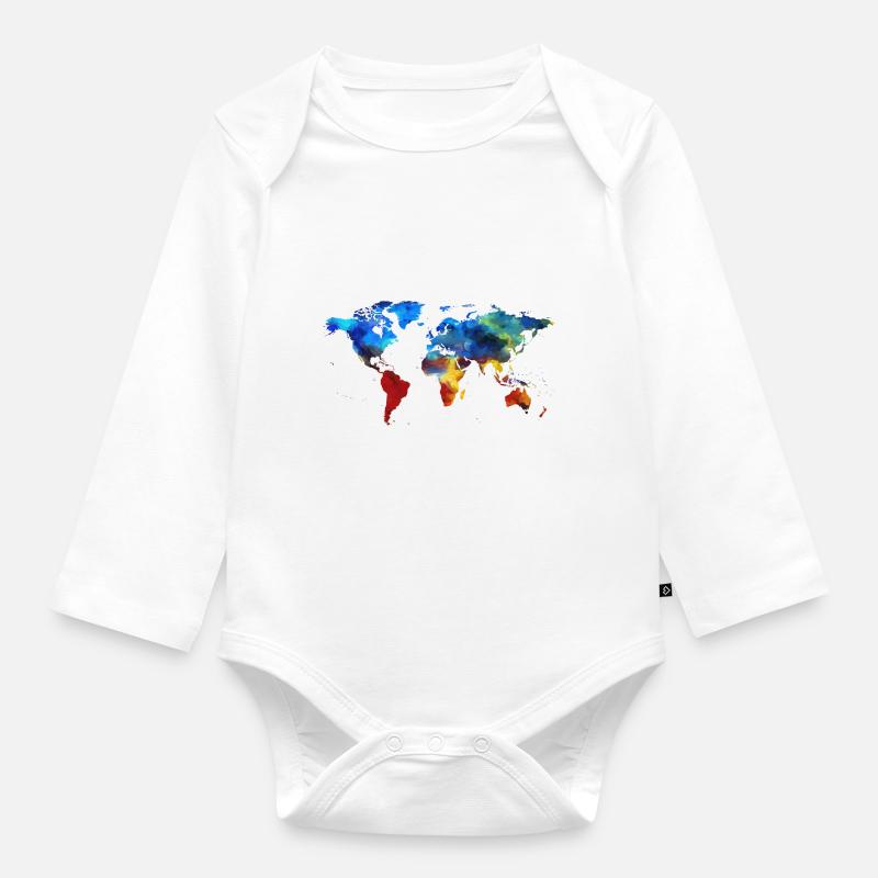 monde coloré - Body Bébé bio manches longues - blanc