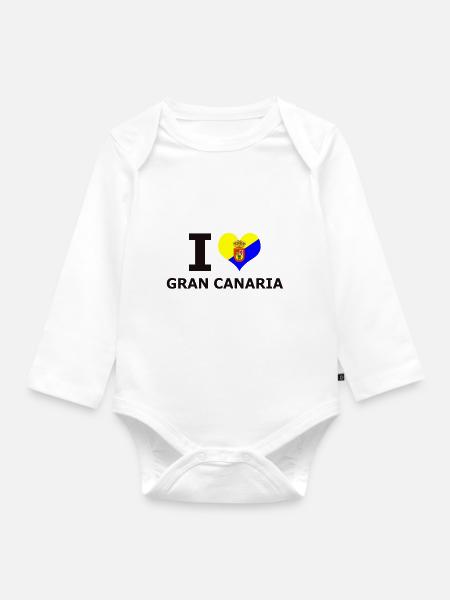 I LOVE GRAN CANARIA FLAG - Baby Bio-Langarm-Body - Weiß