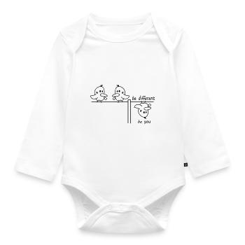 be different be you Vogel - Baby Bio-Langarm-Body - Weiß - Vorne