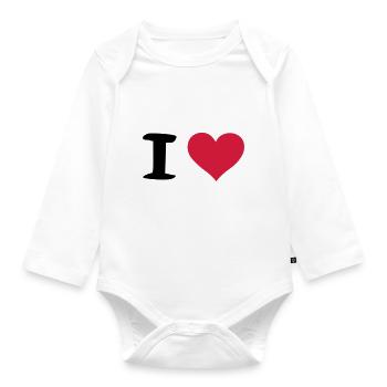 i heart - Organic Longsleeve Baby Bodysuit - white - Front