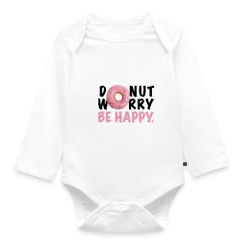 DONUT WORRY HEUREUX - Body Bébé bio manches longues - blanc - Devant