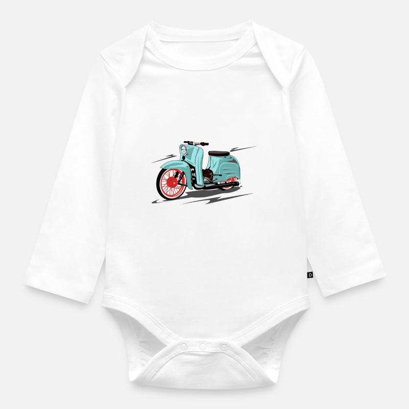 Simson Schwalbe mint, peppermint - Baby Bio-Langarm-Body - Weiß